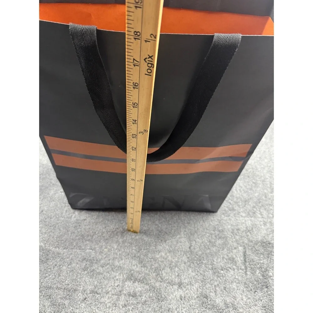 Zegna Black Orange‎ Stripe Embossed Logo Large Paper Shopping Gift Bag 18.5x13.5